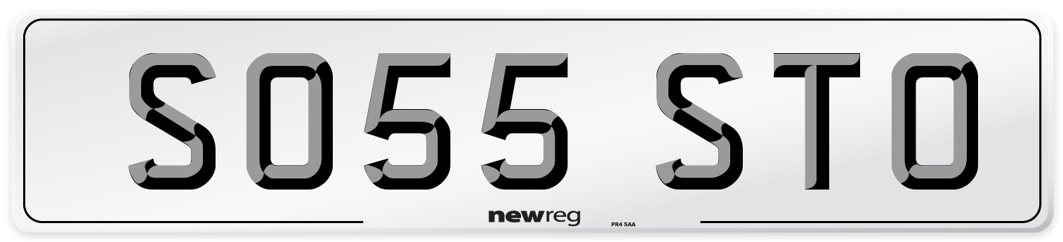 SO55 STO Number Plate from New Reg